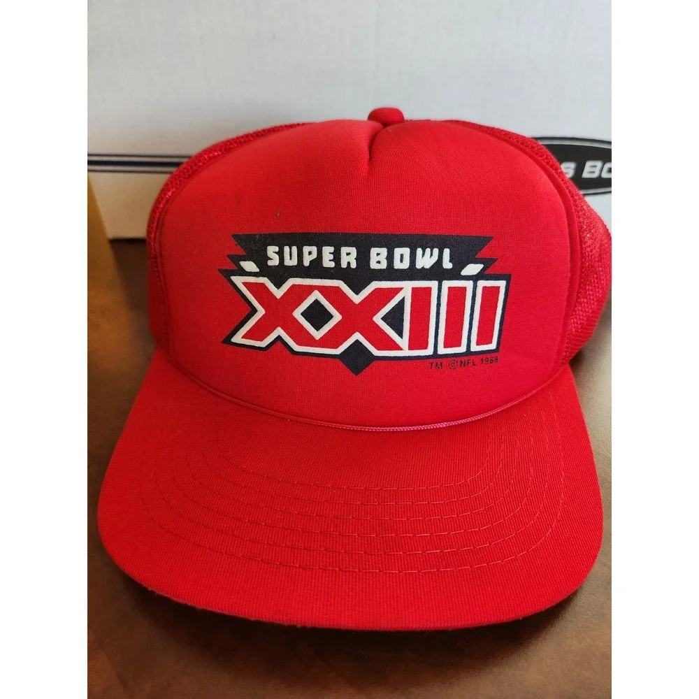 Vtg 1988 red NFL Super Bowl XXIII 23 hat made in USA for Winston cigarettes